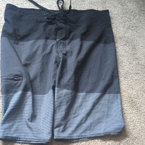 Men's Black and Gray Swim Shorts